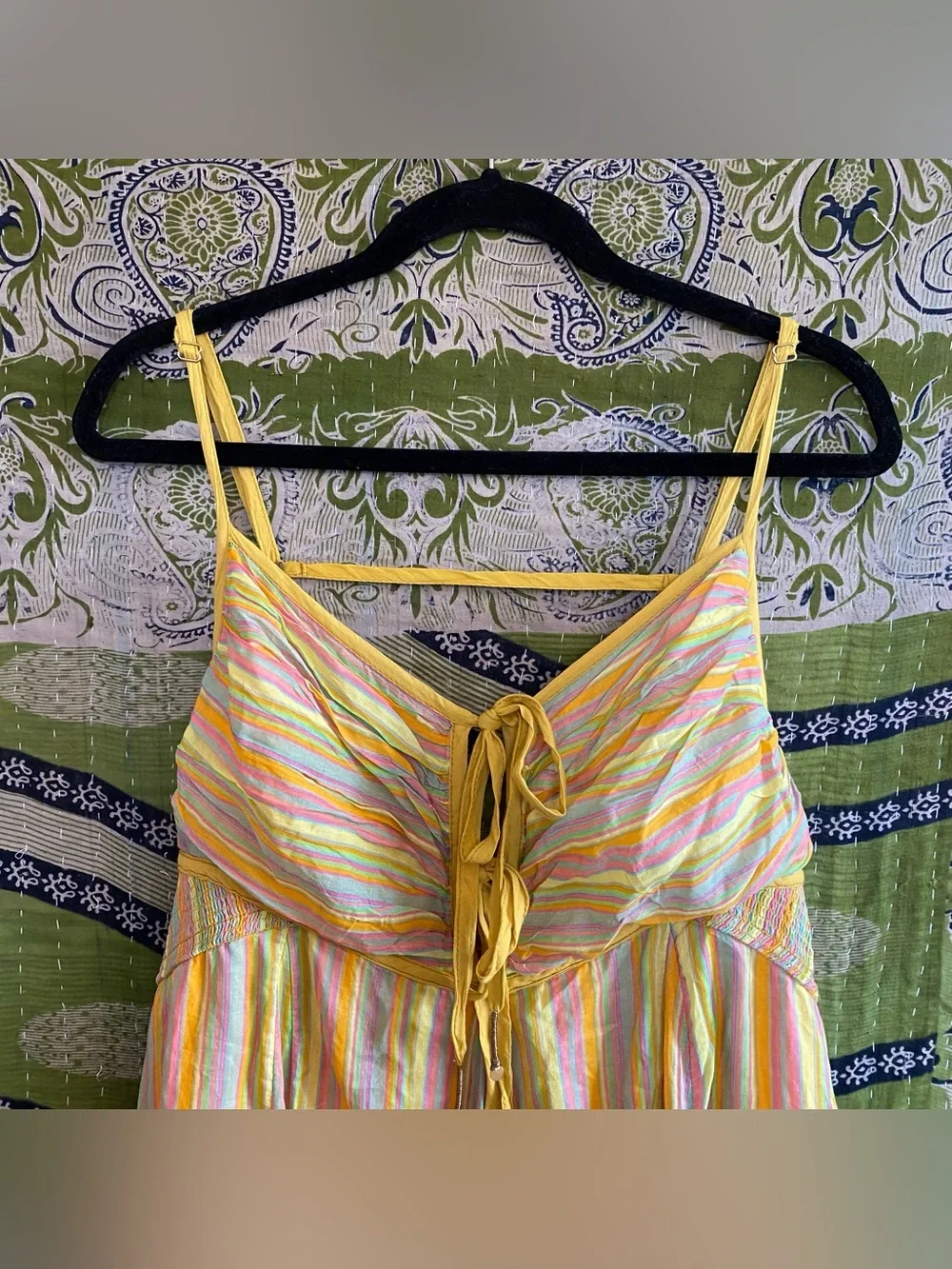 Free People Citrus Combo Poplin Dream Weaver Boho Maxi Dress Size Extra Large - Picture 5 of 16